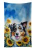 Australian Shepherd in Sunflowers Kitchen Towel Dish Cloths Guest Hand Towel Decorative Bathroom Towel for Face,Tea, Dishcloth, Kitchen and Bath