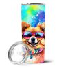 Pomeranian Hippie Dawg Stainless Steel Skinny Tumbler Vacuum Double Walled Reusable Insulated Tumbler Travel Cup for Coffee Cocktails Gift with Lid