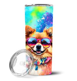 Pomeranian Hippie Dawg Stainless Steel Skinny Tumbler Vacuum Double Walled Reusable Insulated Tumbler Travel Cup for Coffee Cocktails Gift with Lid