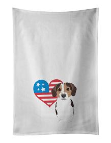 NEW Beagle Tricolor Ticked Patriotic Kitchen Towel Set of 2 White Dish Towels Decorative Bathroom Hand towel for Hand, Face, Hair, Yoga, Tea