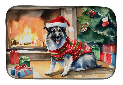 Norwegian Elkhound Cozy Christmas Dish Drying Mat Absorbent Dish Drying Mat Pad for Kitchen Counter Dish Drainer Mat for Countertop, 14 x 21"