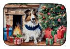 Sheltie Cozy Christmas Dish Drying Mat Absorbent Dish Drying Mat Pad for Kitchen Counter Dish Drainer Mat for Countertop, 14 x 21", Multicolor