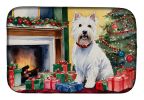 Westie Cozy Christmas Dish Drying Mat Absorbent Dish Drying Mat Pad for Kitchen Counter Dish Drainer Mat for Countertop, 14 x 21", Multicolor