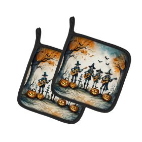 Mariachi Skeleton Band Spooky Halloween Pair of Pot Holders Kitchen Heat Resistant Pot Holders Sets Oven Hot Pads for Cooking Baking BBQ