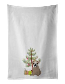 NEW English Bulldog Lilac Tricolor Christmas Kitchen Towel Set of 2 White Dish Towels Decorative Bathroom Hand towel for Hand, Face, Hair, Yoga, Tea