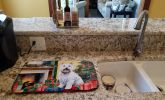 Westie Cozy Christmas Dish Drying Mat Absorbent Dish Drying Mat Pad for Kitchen Counter Dish Drainer Mat for Countertop, 14 x 21", Multicolor