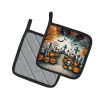 Day of the Dead Spooky Halloween Pair of Pot Holders Kitchen Heat Resistant Pot Holders Sets Oven Hot Pads for Cooking Baking BBQ, 7 1/2 x 7 1/2