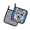 American Eskimo Hippie Dawg Pair of Pot Holders Kitchen Heat Resistant Pot Holders Sets Oven Hot Pads for Cooking Baking BBQ, 7 1/2 x 7 1/2