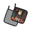 Shiba Inu Christmas Pair of Pot Holders Kitchen Heat Resistant Pot Holders Sets Oven Hot Pads for Cooking Baking BBQ, 7 1/2 x 7 1/2