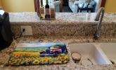 Kansas Sunflowers in Watercolor Dish Drying Mat Absorbent Dish Drying Mat Pad for Kitchen Counter Dish Drainer Mat for Countertop, 14 x 21"